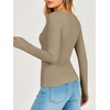 image:imageANRABESS Womens Double Lined Fitted Shirts Fall Long Sleeve Boat Neck TopsKhaki