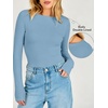 image:imageANRABESS Womens Double Lined Fitted Shirts Fall Long Sleeve Boat Neck TopsLight Blue