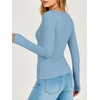 image:imageANRABESS Womens Double Lined Fitted Shirts Fall Long Sleeve Boat Neck TopsLight Blue