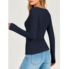 image:imageANRABESS Womens Double Lined Fitted Shirts Fall Long Sleeve Boat Neck TopsNavy Blue