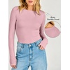 image:imageANRABESS Womens Double Lined Fitted Shirts Fall Long Sleeve Boat Neck TopsPink