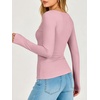 image:imageANRABESS Womens Double Lined Fitted Shirts Fall Long Sleeve Boat Neck TopsPink