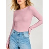 image:imageANRABESS Womens Double Lined Fitted Shirts Fall Long Sleeve Boat Neck TopsPink