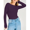 image:imageANRABESS Womens Double Lined Fitted Shirts Fall Long Sleeve Boat Neck TopsPurple