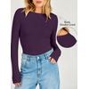 image:imageANRABESS Womens Double Lined Fitted Shirts Fall Long Sleeve Boat Neck TopsPurple