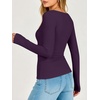 image:imageANRABESS Womens Double Lined Fitted Shirts Fall Long Sleeve Boat Neck TopsPurple