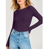 image:imageANRABESS Womens Double Lined Fitted Shirts Fall Long Sleeve Boat Neck TopsPurple