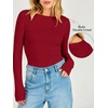 image:imageANRABESS Womens Double Lined Fitted Shirts Fall Long Sleeve Boat Neck TopsRed
