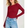 image:imageANRABESS Womens Double Lined Fitted Shirts Fall Long Sleeve Boat Neck TopsRed