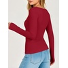 image:imageANRABESS Womens Double Lined Fitted Shirts Fall Long Sleeve Boat Neck TopsRed