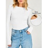 image:imageANRABESS Womens Double Lined Fitted Shirts Fall Long Sleeve Boat Neck TopsWhite