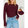 image:imageANRABESS Womens Double Lined Fitted Shirts Fall Long Sleeve Boat Neck TopsWine Red