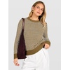 image:imageANRABESS Womens Fall Long Sleeve Striped Crochet Sweaters TopBrown White