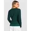 image:imageANRABESS Womens Fall Long Sleeve Striped Crochet Sweaters TopDeep Green Black