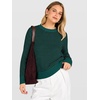 image:imageANRABESS Womens Fall Long Sleeve Striped Crochet Sweaters TopDeep Green Black