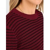 image:imageANRABESS Womens Fall Long Sleeve Striped Crochet Sweaters TopDeep Red Black