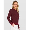 image:imageANRABESS Womens Fall Long Sleeve Striped Crochet Sweaters TopDeep Red Black