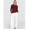 image:imageANRABESS Womens Fall Long Sleeve Striped Crochet Sweaters TopDeep Red Black