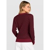 image:imageANRABESS Womens Fall Long Sleeve Striped Crochet Sweaters TopDeep Red Black