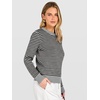 image:imageANRABESS Womens Fall Long Sleeve Striped Crochet Sweaters TopGrey Black