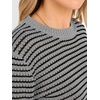 image:imageANRABESS Womens Fall Long Sleeve Striped Crochet Sweaters TopGrey Black