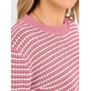 image:imageANRABESS Womens Fall Long Sleeve Striped Crochet Sweaters TopPink White