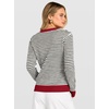 image:imageANRABESS Womens Fall Long Sleeve Striped Crochet Sweaters TopRed White Black