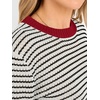 image:imageANRABESS Womens Fall Long Sleeve Striped Crochet Sweaters TopRed White Black