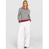 image:imageANRABESS Womens Fall Long Sleeve Striped Crochet Sweaters TopRed White Black