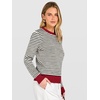 image:imageANRABESS Womens Fall Long Sleeve Striped Crochet Sweaters TopRed White Black