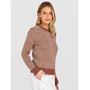 image:imageANRABESS Womens Fall Long Sleeve Striped Crochet Sweaters TopRust Rose White