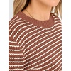 image:imageANRABESS Womens Fall Long Sleeve Striped Crochet Sweaters TopRust Rose White