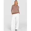 image:imageANRABESS Womens Fall Long Sleeve Striped Crochet Sweaters TopRust Rose White