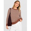 image:imageANRABESS Womens Fall Long Sleeve Striped Crochet Sweaters TopRust Rose White