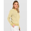 image:imageANRABESS Womens Fall Long Sleeve Striped Crochet Sweaters TopYellow White