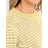 image:imageANRABESS Womens Fall Long Sleeve Striped Crochet Sweaters TopYellow White
