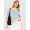 image:imageANRABESS Womens Fall Long Sleeve Striped Crochet Sweaters TopYellow White Blue