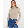 image:imageANRABESS Womens Long Sleeve Turtleneck Shirts Fall Ribbed Fitted TopsAlmond