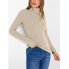 image:imageANRABESS Womens Long Sleeve Turtleneck Shirts Fall Ribbed Fitted TopsAlmond