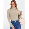 image:imageANRABESS Womens Long Sleeve Turtleneck Shirts Fall Ribbed Fitted TopsAlmond