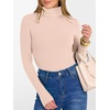 image:imageANRABESS Womens Long Sleeve Turtleneck Shirts Fall Ribbed Fitted TopsApricot