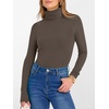 image:imageANRABESS Womens Long Sleeve Turtleneck Shirts Fall Ribbed Fitted TopsBrown