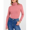 image:imageANRABESS Womens Long Sleeve Turtleneck Shirts Fall Ribbed Fitted TopsCoral Pink