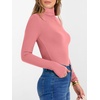 image:imageANRABESS Womens Long Sleeve Turtleneck Shirts Fall Ribbed Fitted TopsCoral Pink