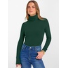 image:imageANRABESS Womens Long Sleeve Turtleneck Shirts Fall Ribbed Fitted TopsDeep Green