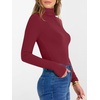 image:imageANRABESS Womens Long Sleeve Turtleneck Shirts Fall Ribbed Fitted TopsDeep Red