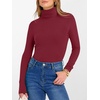 image:imageANRABESS Womens Long Sleeve Turtleneck Shirts Fall Ribbed Fitted TopsDeep Red