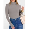 image:imageANRABESS Womens Long Sleeve Turtleneck Shirts Fall Ribbed Fitted TopsGray Khaki