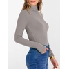 image:imageANRABESS Womens Long Sleeve Turtleneck Shirts Fall Ribbed Fitted TopsGray Khaki