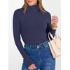 image:imageANRABESS Womens Long Sleeve Turtleneck Shirts Fall Ribbed Fitted TopsNavy Blue
